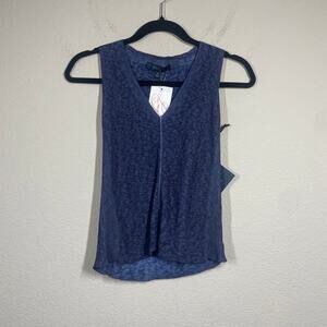 SWTR Womens Size XS Sleeveless Sweater Vest Blue Cotton Linen Blend V Neck